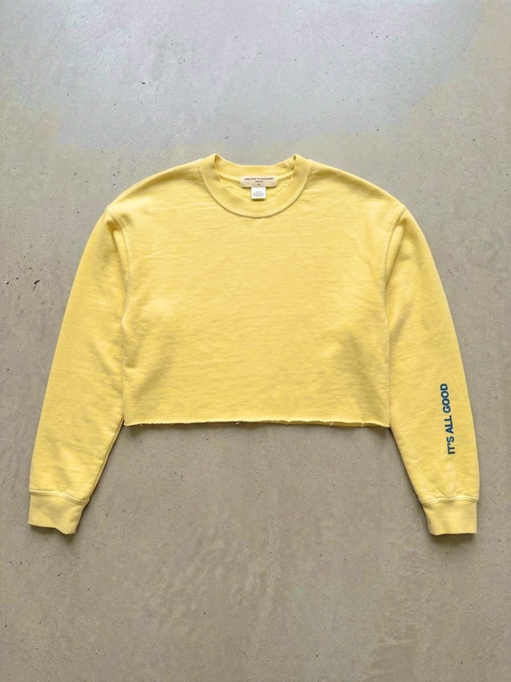 Project Social T Urban Outfitters Collab Crop Crewneck Sweatshirt Butter Yellow